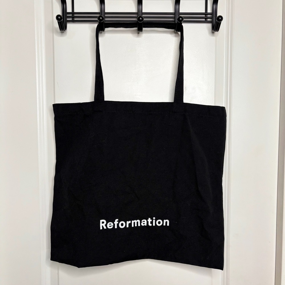 Reformation Black Canvas Tote Bag Logo Print Reusable Shopper Everyday Bag
